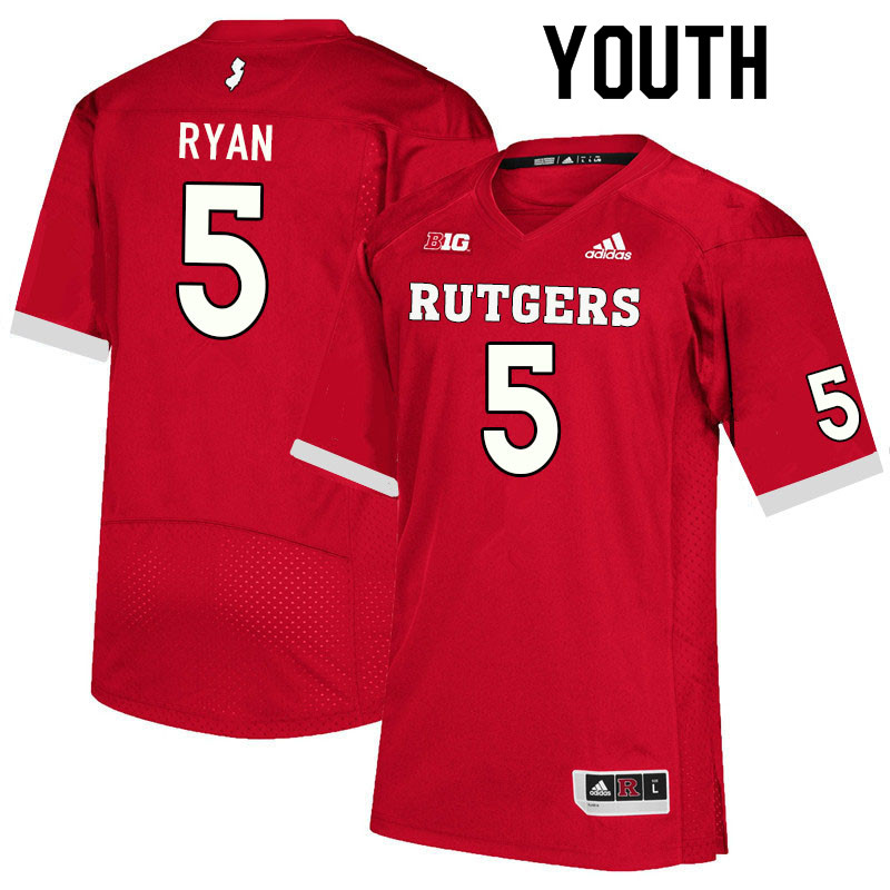 Youth #5 Sean Ryan Rutgers Scarlet Knights College Football Jerseys Sale-Scarlet - Click Image to Close